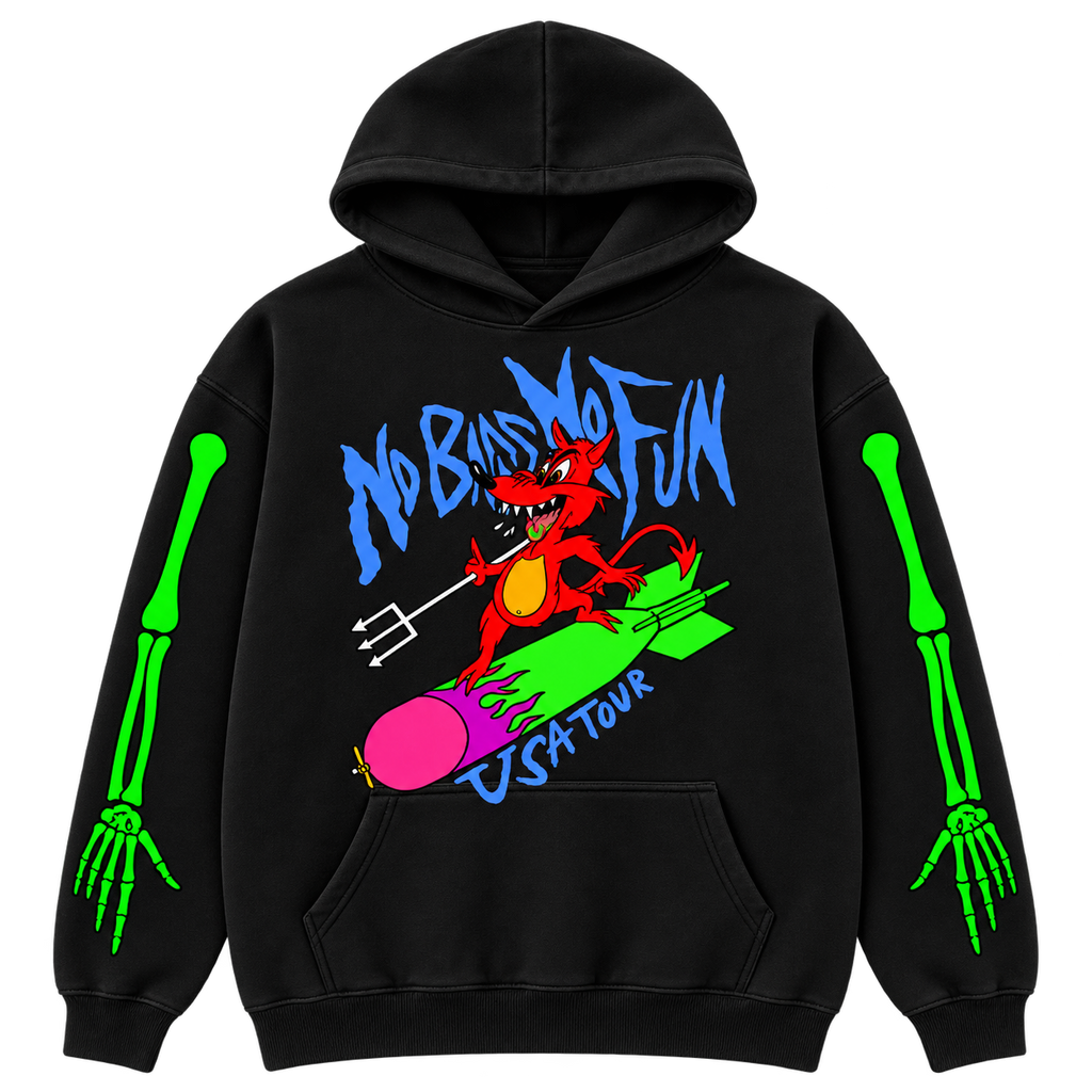 No Bass No Fun Skeleton Hoodie