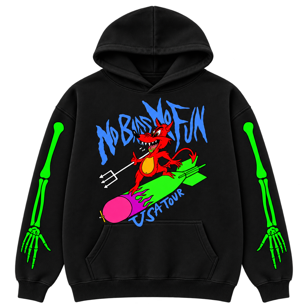 No Bass No Fun Skeleton Hoodie